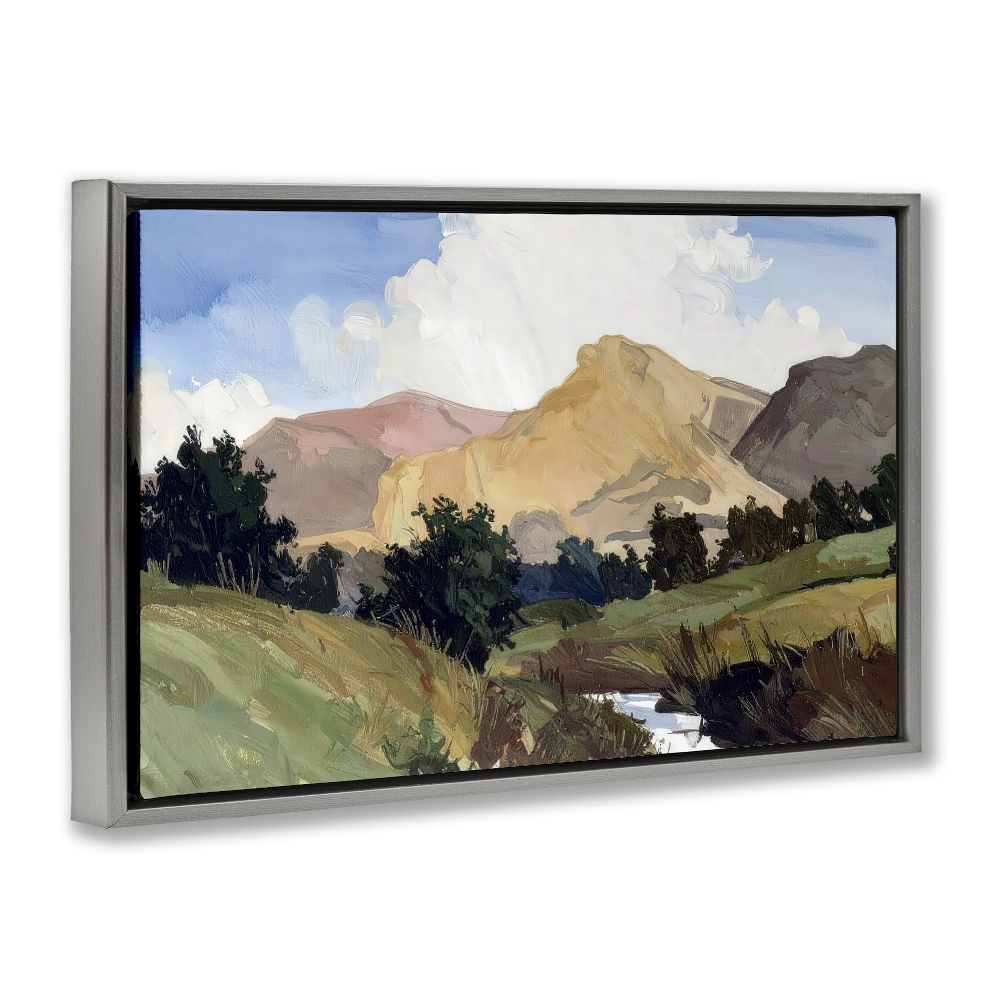 Stupell Industries River Mountain Divide Gray Framed Floater Canvas Wall Art, design by Alonza Saunders