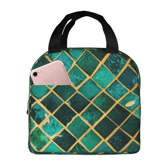 Disketp Green Mosaic Glass Bolsa Térmica para Almuerzo para Hombre y Mujer, Ideal para Trabajo, Senderismo y Picnic