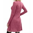 thumbnail image 5 of BLTIBY Long Sleeve Sweater Dress Fall Dresses V Neck Empire Waist Baby Doll Casual Dress with Pockets Hot Pink M, 5 of 9