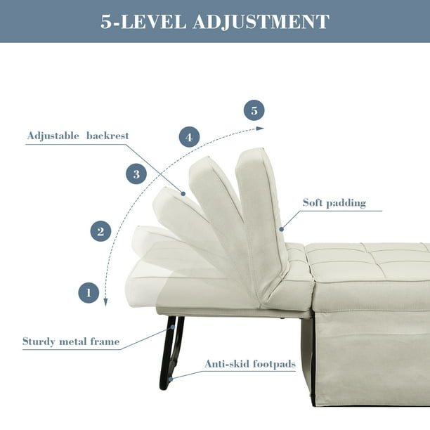 Ainfox Folding Sofa Bed 4 in 1 Daybeds Ottoman Chair Lounge Couch for Guest Sleeper Suitable for Modern Living Room Bedroom Twin Size Beige Walmart