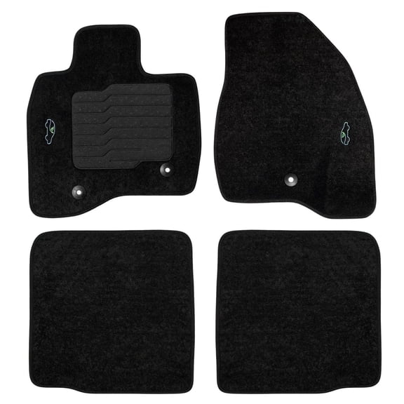 Carpet Floor Mats for 2015 to 2019 Ford Explorer with Driver Heel Pad and Safety Locks, Front and Rear, Black - ecoMats