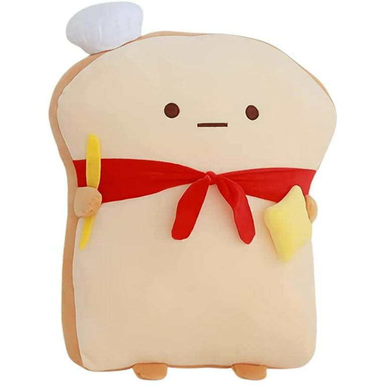 Funny Toast Baguette Pillow French Baguette Shape Plush Hugging Pillow with  Red Scarf,Soft Bread Slices Food Sofa Cushion for Home Decor,Kids Gifts