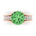 thumbnail image 2 of Clara Pucci 14K Rose Gold 3.39 Simulated Green Diamond Engraveable Engagement Ring + Wedding Band Set, 2 of 7