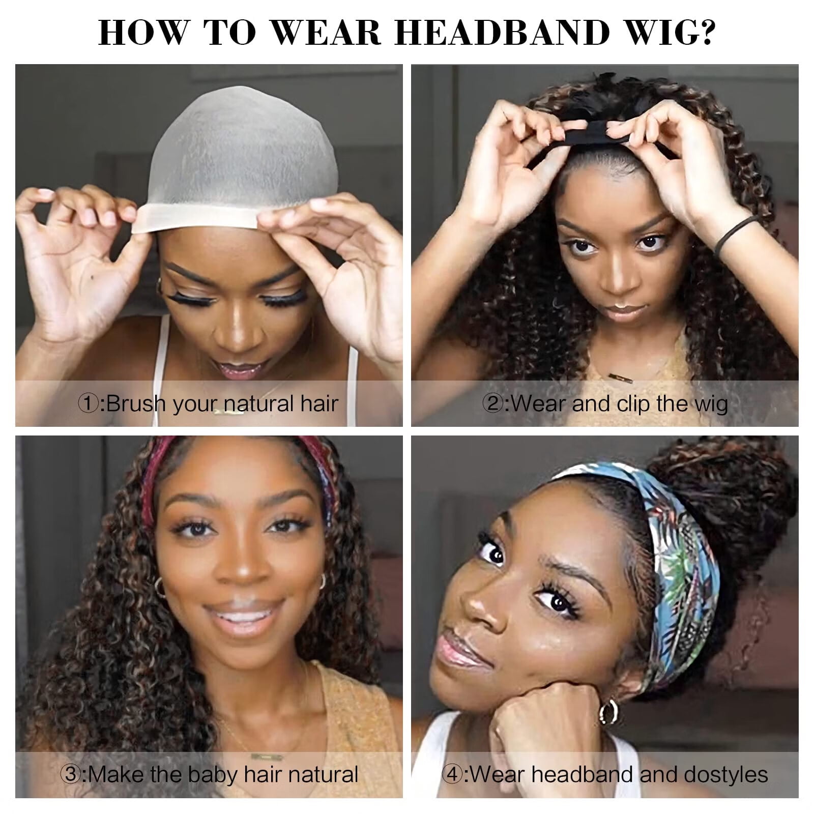 DOPI Headband Wigs Curly Glueless Wig for Black Woman Synthetic Braid Hair Wig