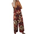 thumbnail image 6 of Wycnly Womens Jumpsuits Summer Casual Loose Wide Leg Spaghetti Strap Maxi Jumpsuits Overalls Trendy Leaves Print Crewneck Sleeveless Long Rompers for Women, 6 of 6