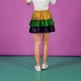 thumbnail image 5 of Women Mardi Gras Sequin Mini Skirts Ruffled Sparkly Colorful Short Skirts High Waist Shiny Glitter Carnival Skirt - Sequin Tiered Skirt Elastic Waist Glitter Ruffled Layered Mini Skirt Gold L, 5 of 7