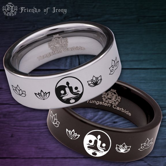 Elemental Yin Yang Tungsten Carbide Ring