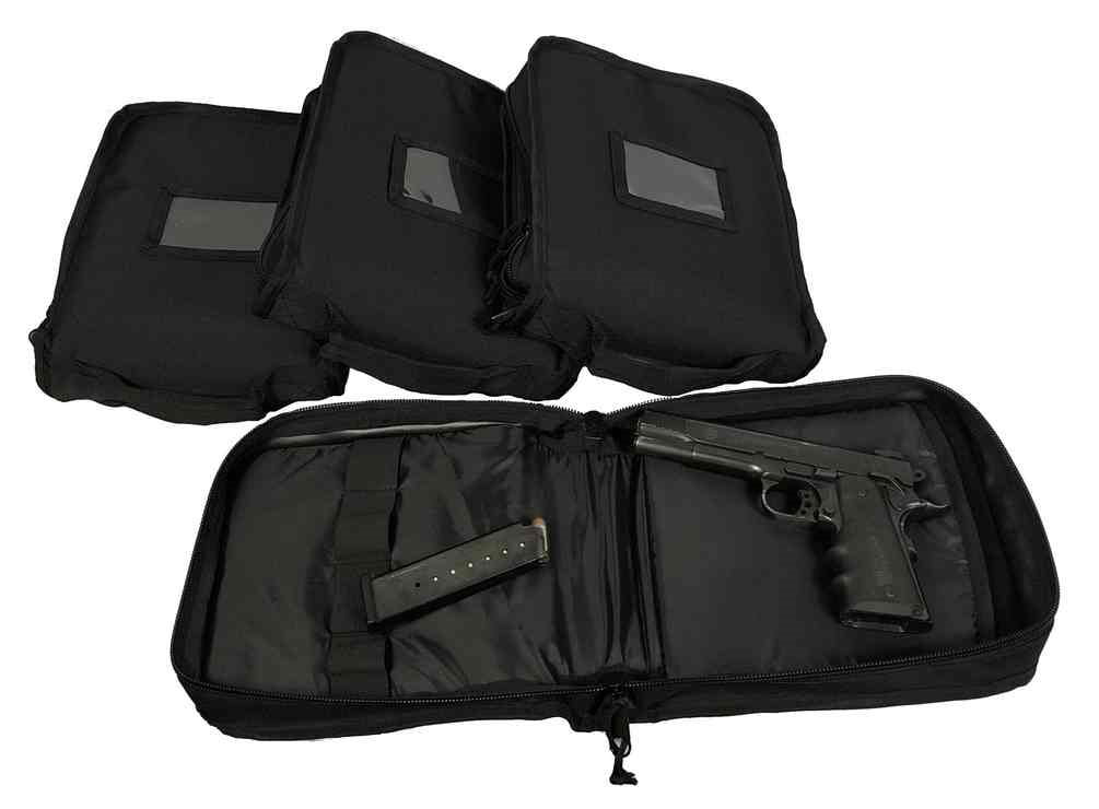DDT Ranger ICE Black & Teal Blue Padded 4 Gun Pistol Range Bag Tactical Shooting 