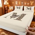 thumbnail image 4 of meiyoeat bow Monogram M Print Bed Sheets,Fashion Leopard Print Full Size Sheets,4 Pieces,1 Flat Sheet,1 Fitted Sheet and 2 Pillowcases, 4 of 6