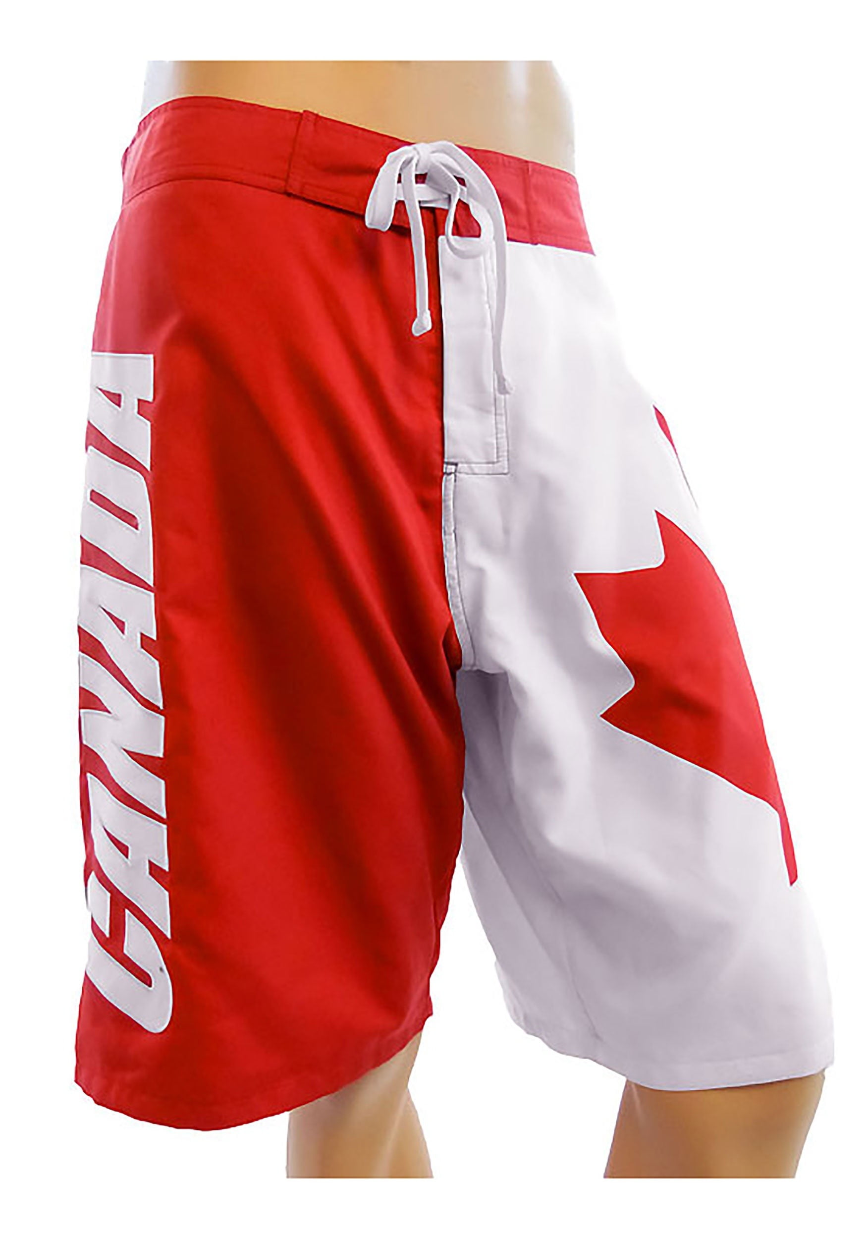 Canadian Flag Maple Leaf Pattern Mens Beach Shorts Dry Fit Swimming Shorts