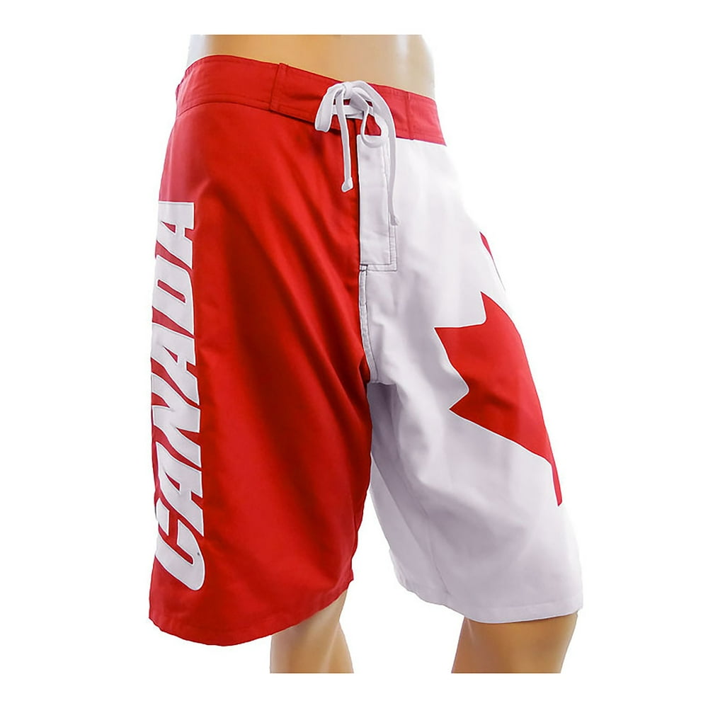 Catfish Calhoun Mens Canadian Flag Swim Board Shorts