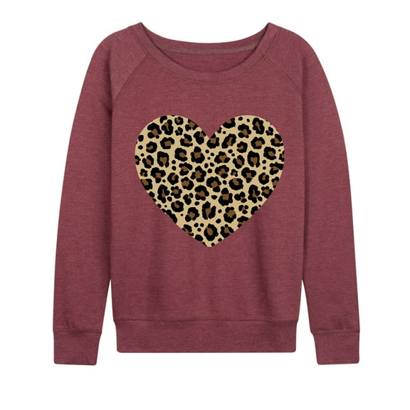 Instant Message - Leopard Heart - Women's Lightweight French Terry Long Sleeve Shirt