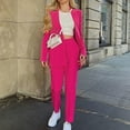 thumbnail image 6 of Scyoekwg Women Blazer Outfit Business Office Work 2 Piece Sets Long Sleeve Coat Suit Pants 2 Two Piece Set Fashion Matching Outfits Suit (Hot Pink,L), 6 of 7