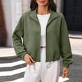 thumbnail image 2 of XuJwPNcy Sweatshirt for Women Fashion Crop Coat Tops Full Zip Collared Jackets Casual Fall Clothes Ladies Outfits Streetwear, 2 of 6