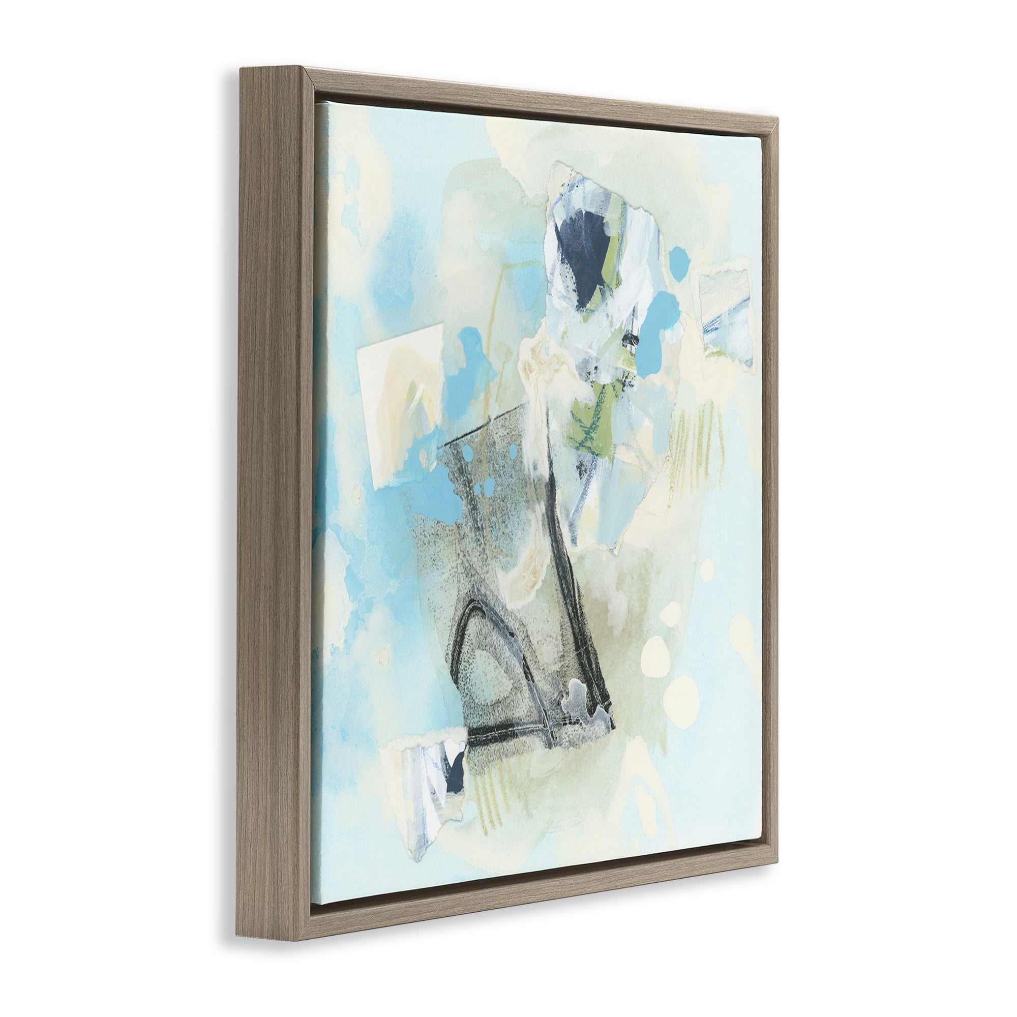Stupell Industries Blue & Grey Abstract Abstract Painting Brown Floater Framed Canvas Art Print Wall Art, 25 x 25