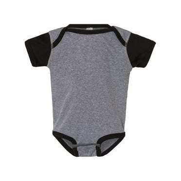 Rabbit Skins - Infant Baby Rib Bodysuit - 4400 - Granite Heather/ Black - Size: 18M