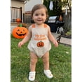 thumbnail image 3 of BemeyourBBs Newborn Baby Boy Girl My First Halloween Outfit Infant Baby Boys Girls Summer Fall Clothes Bubble Romper Overalls Cute Pumpkin Letters Embroidery Sleeveless Square Neck Bodysuit Playsuit, 3 of 9