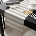 thumbnail image 3 of Blue Stripes Cotton Linen Small Table Runner 13 x 48 inch Modern Minimalist Striped Farmhouse Beige Non-slip Rectangular Dining Table Decor for Wedding Party Holiday Dinner, 3 of 8
