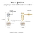 thumbnail image 5 of Rosec Jewels Cultured Freshwater Pearl Drop Earrings for Women - AAA Quality - Bridal Earrings - Jewelry Box Included, 14K Yellow Gold, 5 of 6