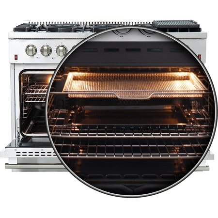 Forno Appliances - Professional 6.58 Cu. Ft. Freestanding Double Oven Gas Range with Steam Clean and Air Fry Functions - Stainless Steel