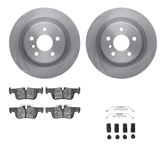 Dynamic Friction Company Rear Brake Rotors with 5000 Euro Ceramic Brake Pads includes Hardware 6612-31489