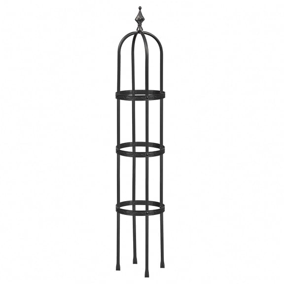 Evergren Garden Metal Obelisk Trellis for Climbing Plants | Indoor/Outdoor Floral Pattern Arch Trellis for Potted Plants (5 ft Black)