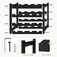 thumbnail image 5 of Wine Rack, 4-Tier Bamboo Wine Racks Countertop,Sturdy and Durable Wine Storage Cabinet Shelf,16 Bottles Wine Holder for Kitchen Pantry, Black, 5 of 14
