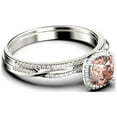 thumbnail image 2 of Twisted Infinity Band Dazzling Boho & hippie 1.75 Carat Round Morganite And Diamond Moissanite Engagement Ring, Classic Wedding Ring in 925 Sterling Silver With 18k White Gold Plating, Bridal Rings, 2 of 3