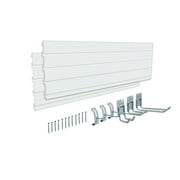 AA033 48 inch Slat Wall Panel, PVC 2pk Track Slat Wall System with 6 Pieces Hook set, Ideal for Tools, Sports Equipmet, Crafts, Organization & Storage