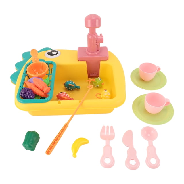 Fregadero De Juego Con Agua Corriente, Juguete De Fregadero Para Niños Pequeños Con Agua Corriente, Cocina, Juguete Para Juego De Imitación Eléctrico 2 En 1 Para Niños