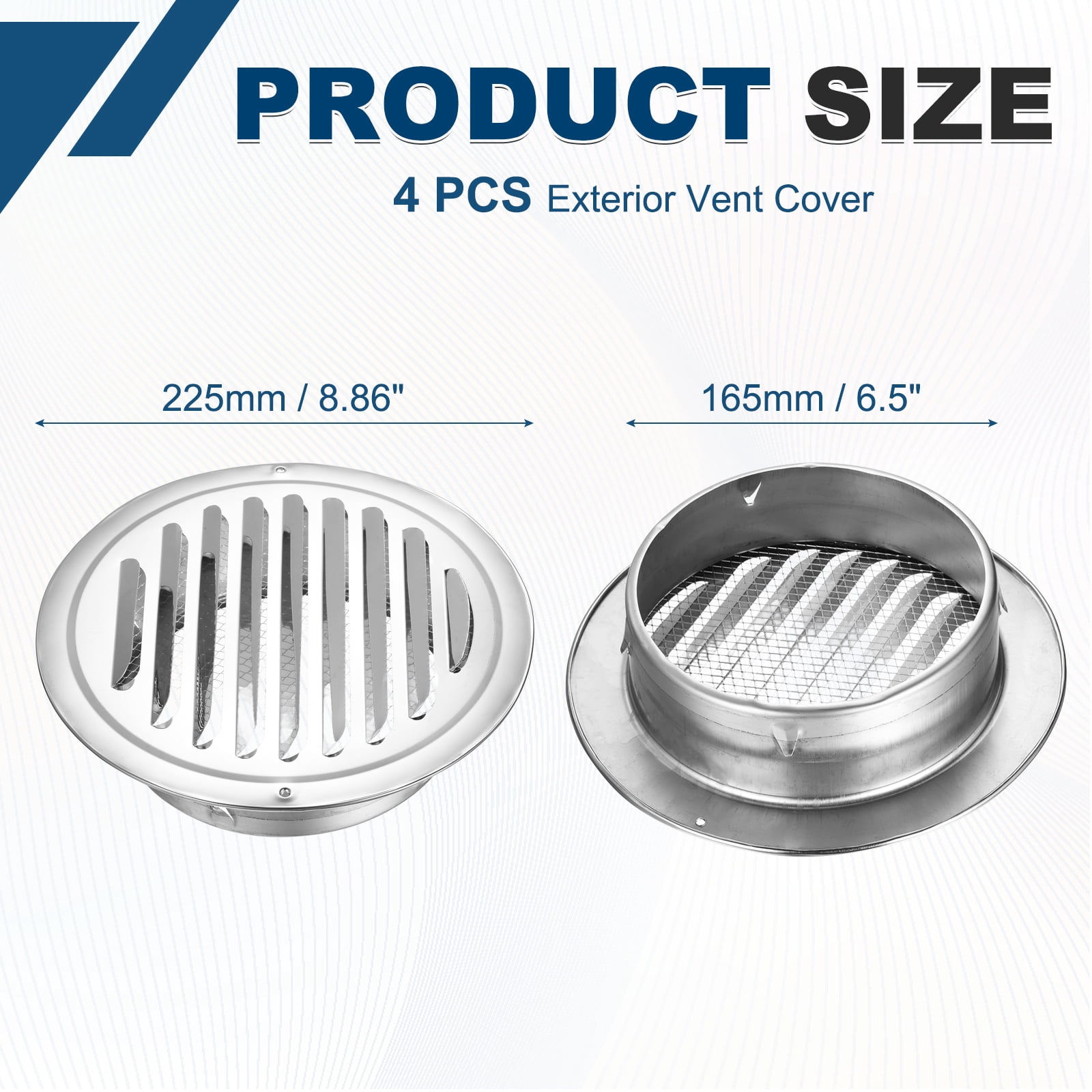 Uxcell 4pcs Stainless Steel Soffit Vent 6.7" Round Louver Grille Cover Air Vent Hood Soffit Exhaust with Screen Mesh for Wall Ceiling Mount Bathroom Garage Attic Ventilation