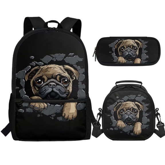 Jeiento Wolf Boys School Backpack and Lunch Box Set, Butterfly Elementary Backpack Bookbag Kids Lunchbag Pencil Case Galaxy Sky Rucksack Purse, 3 PCS