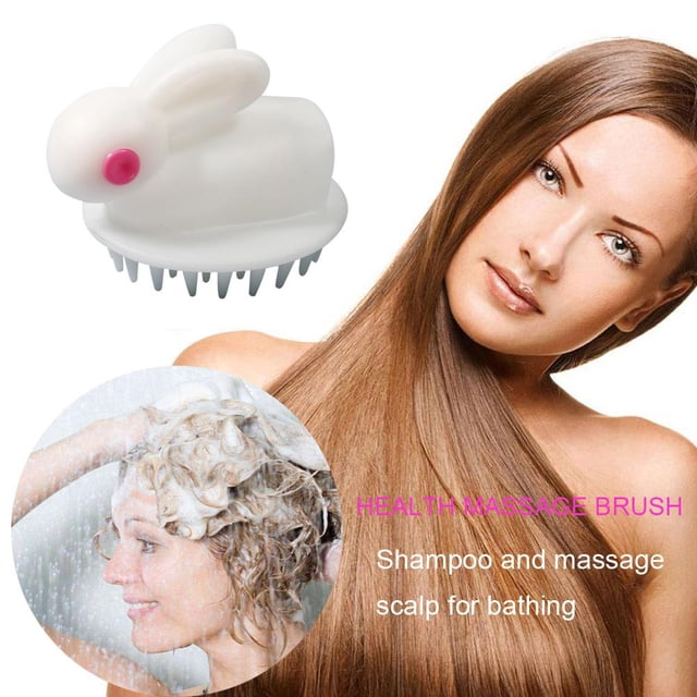 Cepillo de masaje para el cuero cabelludo con cabeza de silicona, champú, peine de baño para lavar el cabello (blanco) Likrtyny Cuidado Belleza