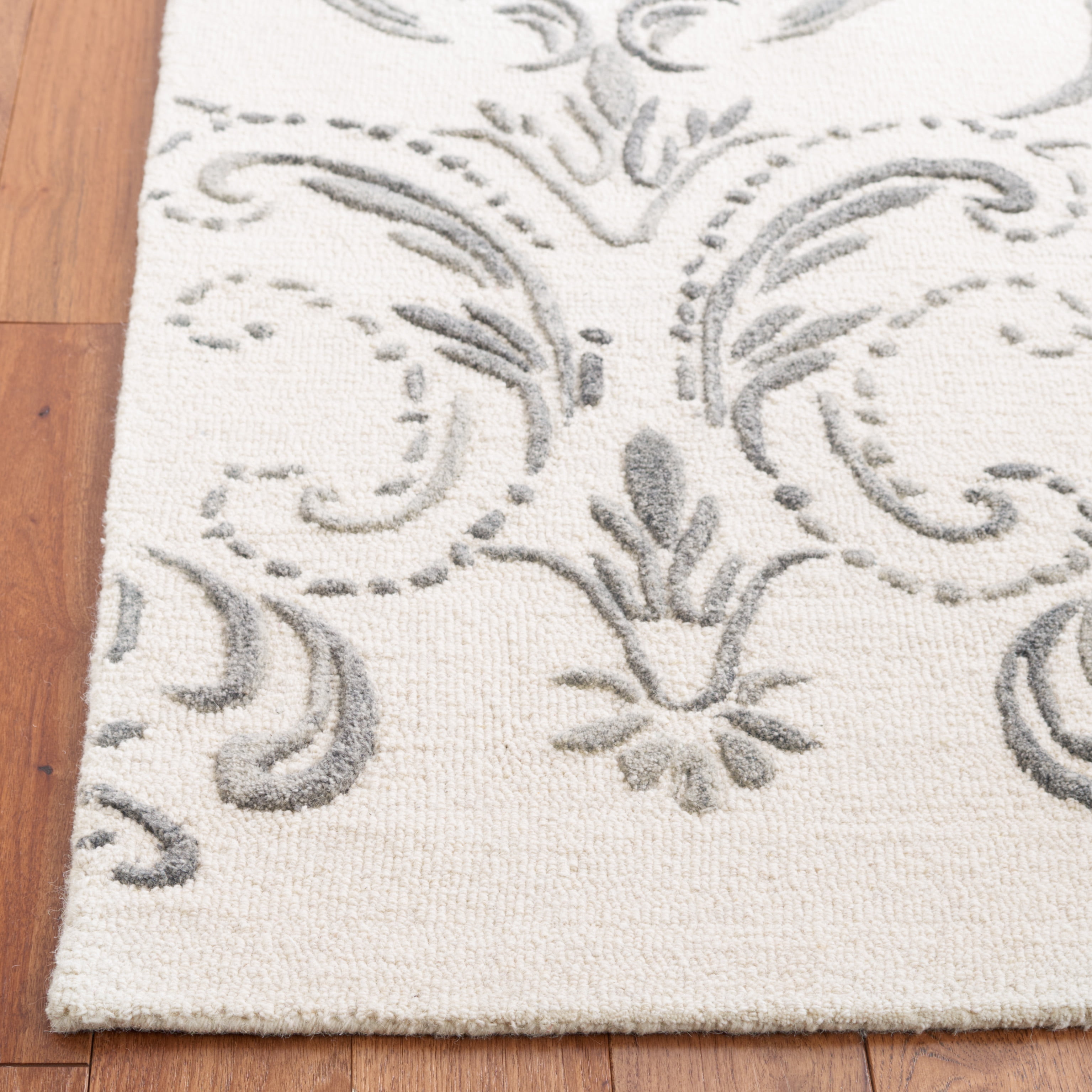 SAFAVIEH Jardin Salome Leaves Area Rug, Ivory/Gray, 4' x 6'