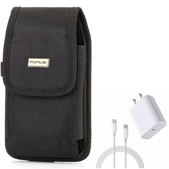 18W Fast Home Charger   Case Belt Clip for Motorola One 5G Ace Phone - PD Type-C 6ft USB-C Cable Quick Power and  Rugged Holster Canvas Cover Combo for Motorola One 5G Ace