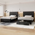 thumbnail image 3 of VECELO Set of 2 Twin Size Bed Frame Leather Upholstered Platform Bed with Drawers and Headboard, Easy To Assemble, No Box Spring Needed, Black, 3 of 12