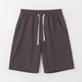 thumbnail image 5 of Men's Linen Shorts with Big Pockets Lightweight Breathable Casual Beach Vacation Shorts for Men Summer Yoga Big and Tall Size S-3XL Dark Gray, 5 of 9