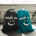 thumbnail image 5 of 2 pack Xl Wash Me bolsa de lavandería de viaje, organizador de ropa sucia lavable a máquina, lo suficientemente grande como para guardar 4 cargas de lavandería, fácil de colocar una cesta de lavanderí Feliz Sencillez, 5 of 5