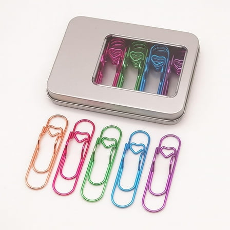 15 PCS Metal Pen Holder Clips for Notebook, Planner Accessories, Heart Paper Clips