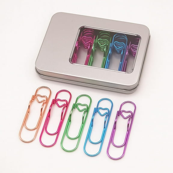 15 PCS Metal Pen Holder Clips for Notebook, Planner Accessories, Heart Paper Clips