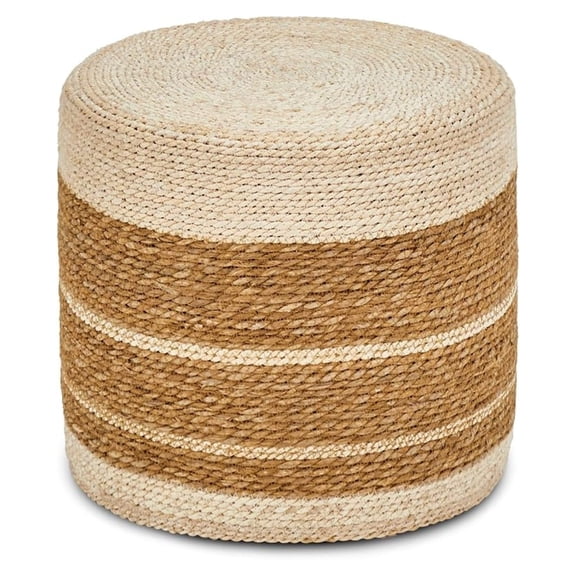 XiHuaZhaoChen Ottoman Poof, Natural Seagrass Poufs, Hand Weave Round Footstool, Pouffe Accent Chair, Home Decorative Seat, Boho Deco Floor Chair for Living Room, Bedroom (18inch 68LG)