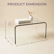 Lavish Home Acrylic Side Table, Multipurpose C Shaped End Table, Laptop Lap Desk, Modern Acrylic Furniture for Living Room, Bedroom and Office