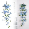 thumbnail image 2 of 100cm Artificial Winter Jasmine Hanging Flower Vines , Trailing Silk Floral Vines Fake Greenery Garlands,Non-Fading UV-Resistant Vines for Home Wall Balcony Garden Indoor Outdoor Decor,Blue, 2 of 9