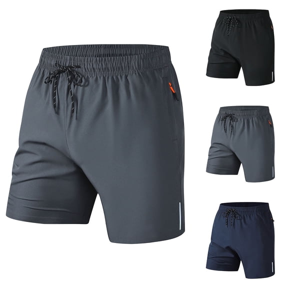 Awwp Men's Swim Shorts with Pockets Elastic Waist Lightweight 5 Inch Board Shorts Bathing Suits Beach Swimwear Black Size: L