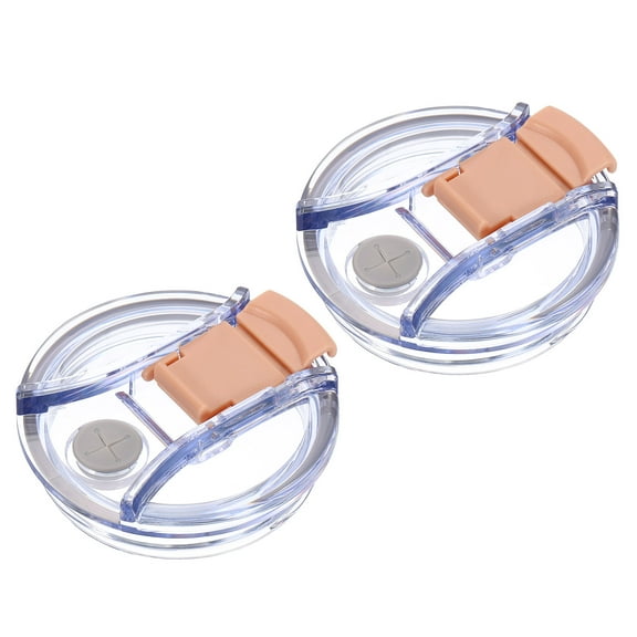 2Pcs Tumbler Replacement Lids, 40oz Flip Spill Stopper Straw Cup Lid, Pink