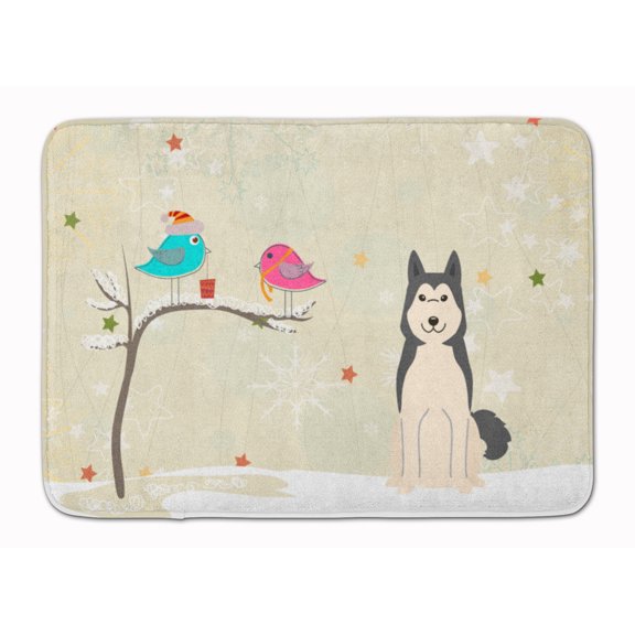 Christmas West Siberian Laika Spitz Machine Washable Memory Foam Mat