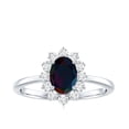 thumbnail image 4 of Rosec Jewels Princess Diana Inspired Ring for Women, Oval Black Opal Ring with Diamond Halo, 925 Sterling Silver, US 8.50, 4 of 9