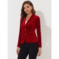 thumbnail image 4 of DARING DIVA Women's Notched Lapel Button Front Office Velvet Blazer XL Red, 4 of 6