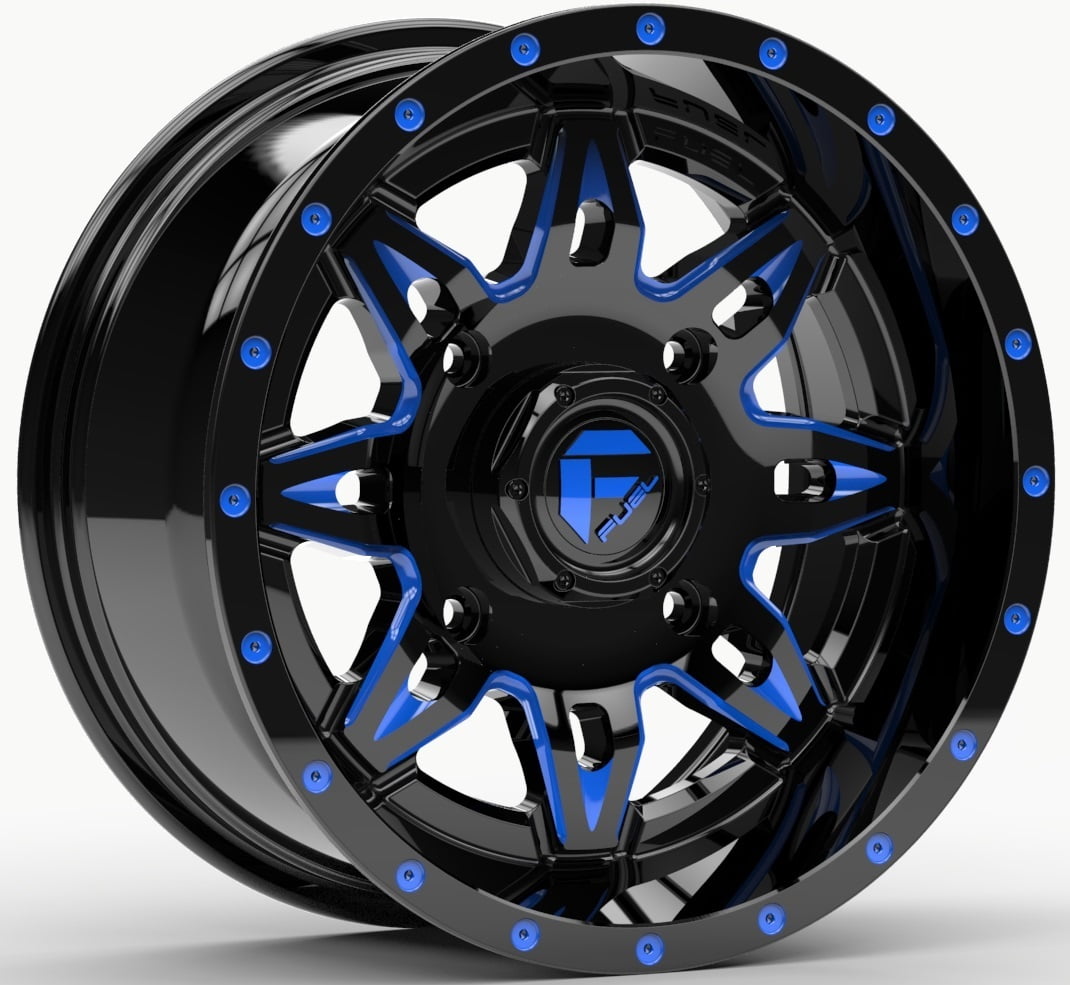 Fuel Lethal 14x7 ATV/UTV Wheel - Gloss Black/Blue (4/156) 4+3