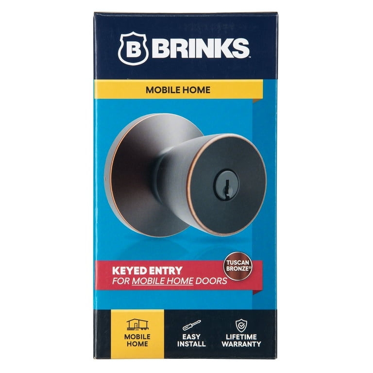 Brinks Mobile Home Keyed Entry Classic Bell Style Doorknob, Tuscan